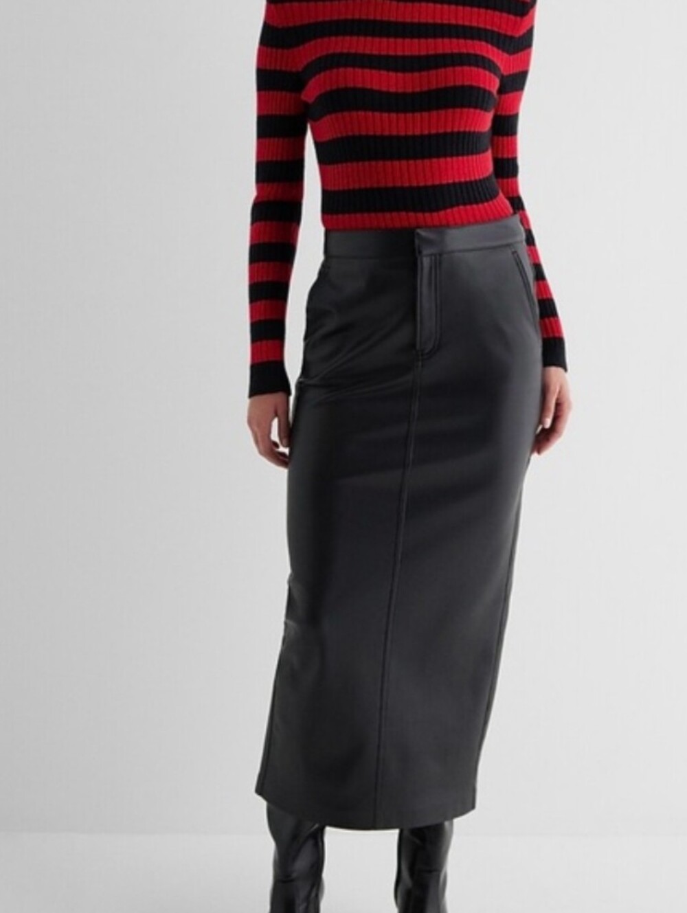 Express Black Faux Leather Maxi Pencil Skirt